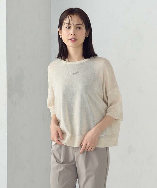 COMME CA ISM / コムサイズム ニット・セーター | リネン混 5分袖ニット | 詳細4