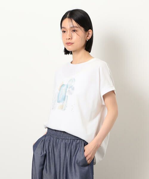 COMME CA ISM / コムサイズム カットソー | スタッズ 箔ライン付き プリントＴシャツ | 詳細5