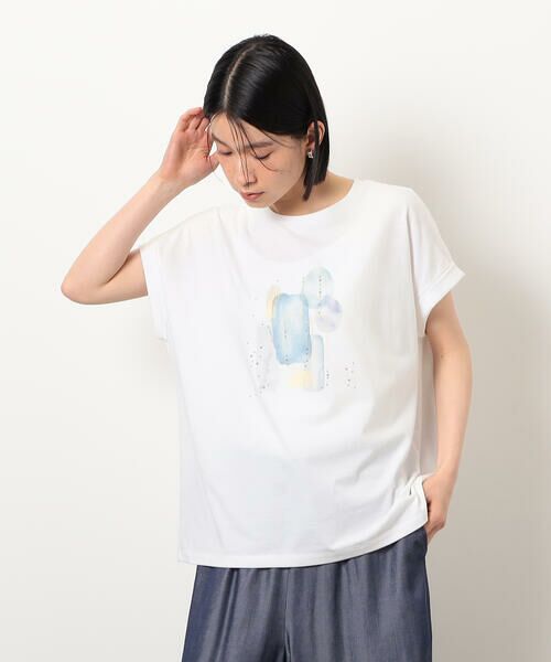 COMME CA ISM / コムサイズム カットソー | スタッズ 箔ライン付き プリントＴシャツ | 詳細6