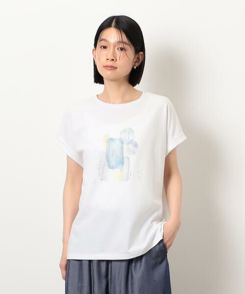 COMME CA ISM / コムサイズム カットソー | スタッズ 箔ライン付き プリントＴシャツ | 詳細7