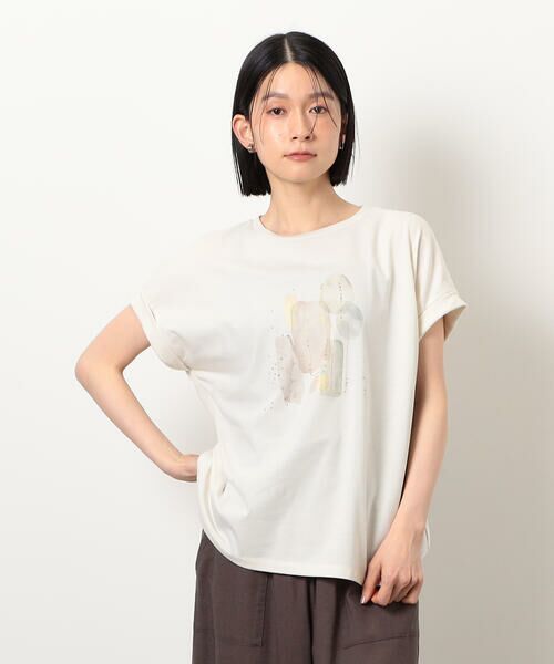 COMME CA ISM / コムサイズム カットソー | スタッズ 箔ライン付き プリントＴシャツ | 詳細19