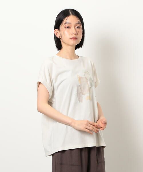 COMME CA ISM / コムサイズム カットソー | スタッズ 箔ライン付き プリントＴシャツ | 詳細20