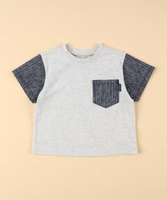 COMME CA ISM / コムサイズム Tシャツ | ヒッコリープリント使い 半袖Tシャツ(ベビーサイズ)