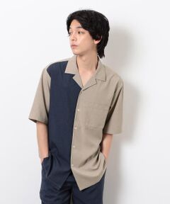 COMME CA ISM / コムサイズム シャツ・ブラウス | 【セットアップ対応】ライトウエイト ポリエステル ブロッキング オープンカラー シャツ