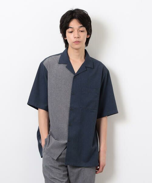 COMME CA ISM / コムサイズム シャツ・ブラウス | 【セットアップ対応】ライトウエイト ポリエステル ブロッキング オープンカラー シャツ | 詳細9