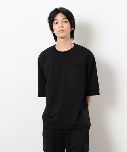 COMME CA ISM/コムサイズム スポーティージャージ コンビデザイン Tシャツ ブラック M COMME CA ISM/コムサイズム スポーティージャージ コンビデザイン Tシャツ ブラック M