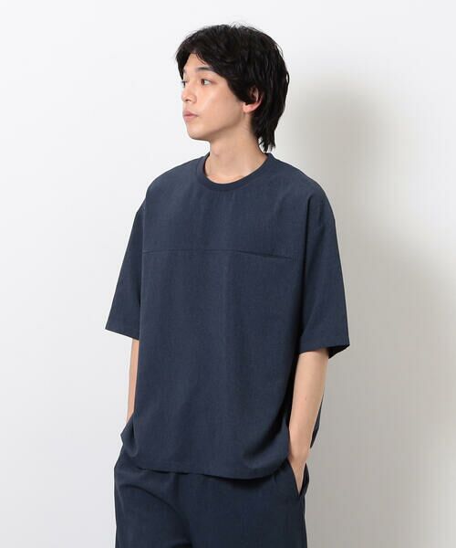 COMME CA ISM/コムサイズム 【セットアップ対応】ライトウエイト ポリエステル 布帛Tシャツ ネイビー L COMME CA ISM/コムサイズム 【セットアップ対応】ライトウエイト ポリエステル 布帛Tシャツ ネイビー L