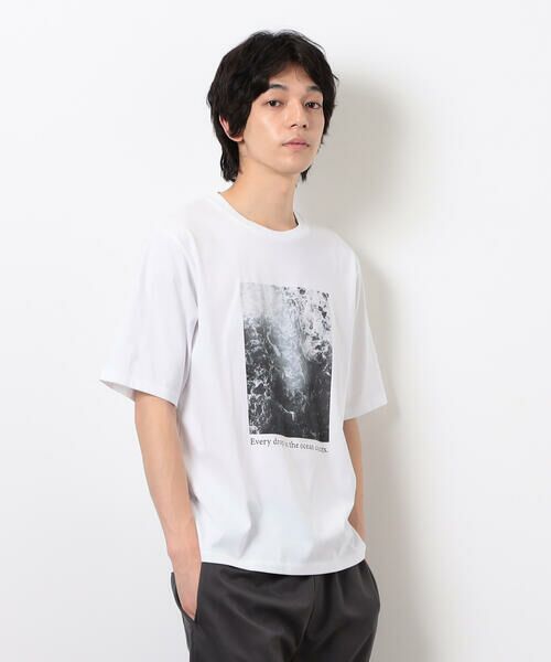 COMME CA ISM/コムサイズム 【接触冷感】 Feel-Cool フォトTシャツ 「SEA」 ホワイト M COMME CA ISM/コムサイズム 【接触冷感】 Feel-Cool フォトTシャツ 「SEA」 ホワイト M