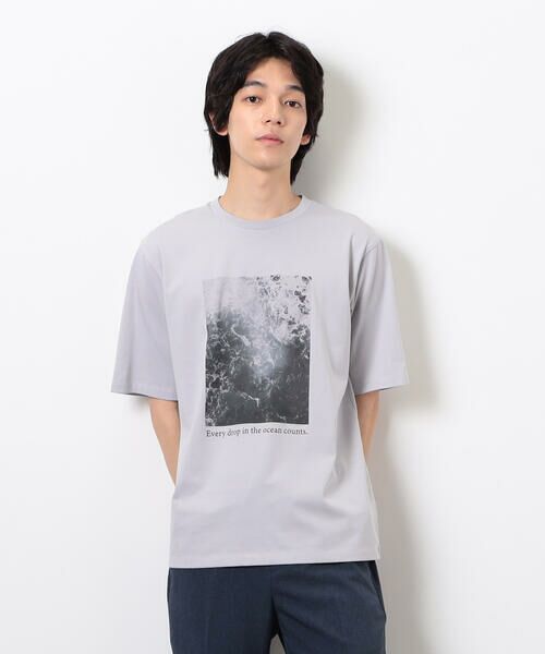 COMME CA ISM/コムサイズム 【接触冷感】 Feel-Cool フォトTシャツ 「SEA」 グレー L COMME CA ISM/コムサイズム 【接触冷感】 Feel-Cool フォトTシャツ 「SEA」 グレー L