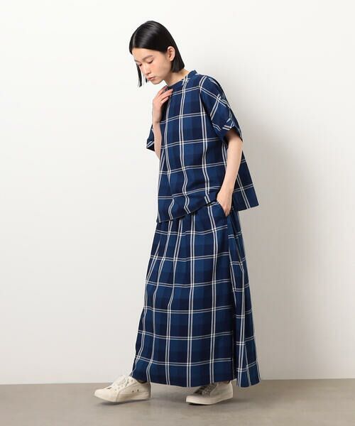 COMME CA ISM / コムサイズム ロング・マキシ丈スカート | インディゴチェックスカート / セットアップ対応 | 詳細2