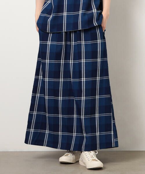 COMME CA ISM / コムサイズム ロング・マキシ丈スカート | インディゴチェックスカート / セットアップ対応 | 詳細5