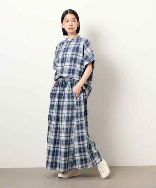 COMME CA ISM / コムサイズム ロング・マキシ丈スカート | インディゴチェックスカート / セットアップ対応 | 詳細11