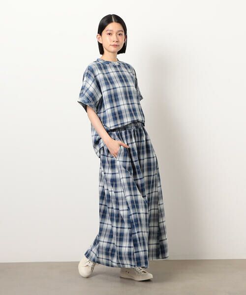 COMME CA ISM / コムサイズム ロング・マキシ丈スカート | インディゴチェックスカート / セットアップ対応 | 詳細12