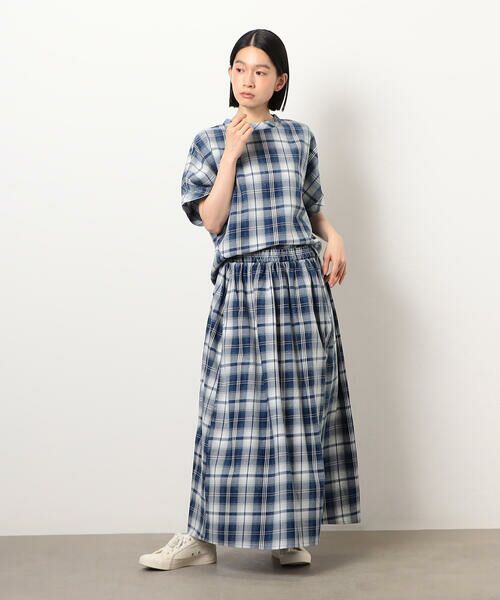 COMME CA ISM / コムサイズム ロング・マキシ丈スカート | インディゴチェックスカート / セットアップ対応 | 詳細13
