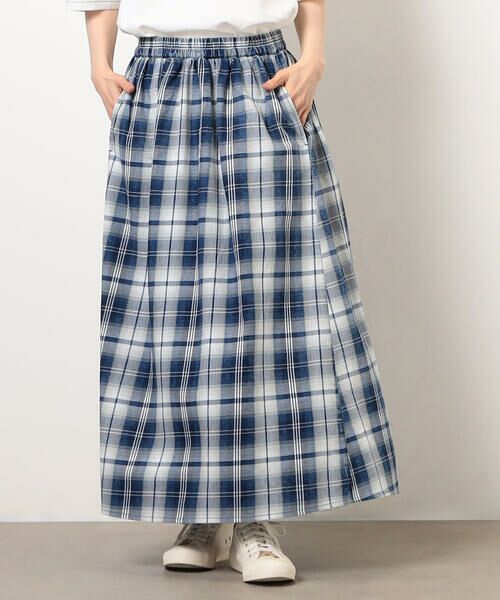 COMME CA ISM / コムサイズム ロング・マキシ丈スカート | インディゴチェックスカート / セットアップ対応 | 詳細14