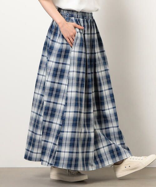 COMME CA ISM / コムサイズム ロング・マキシ丈スカート | インディゴチェックスカート / セットアップ対応 | 詳細16
