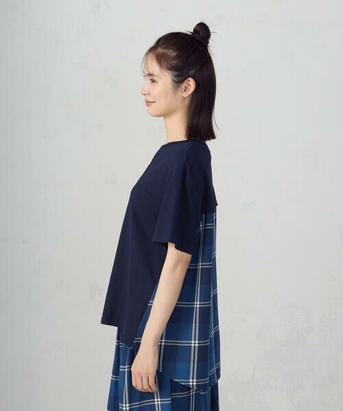 COMME CA ISM / コムサイズム カットソー | インディゴチェック　バックフレアＴシャツ / セットアップ対応 | 詳細7