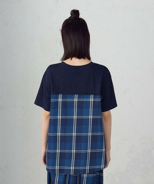 COMME CA ISM / コムサイズム カットソー | インディゴチェック　バックフレアＴシャツ / セットアップ対応 | 詳細8