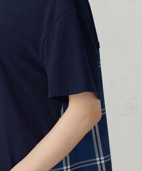 COMME CA ISM / コムサイズム カットソー | インディゴチェック　バックフレアＴシャツ / セットアップ対応 | 詳細10