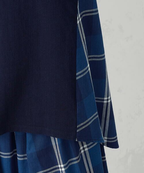 COMME CA ISM / コムサイズム カットソー | インディゴチェック　バックフレアＴシャツ / セットアップ対応 | 詳細11