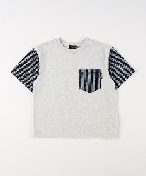 COMME CA ISM / コムサイズム Tシャツ | ヒッコリープリント使い 半袖Tシャツ | 詳細2