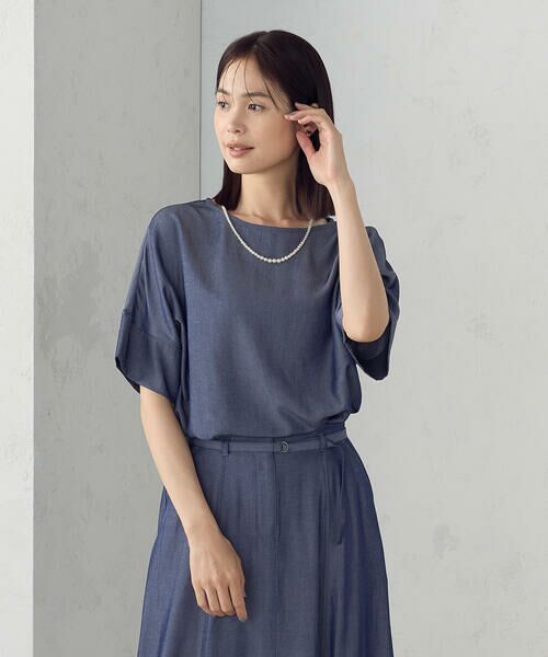 COMME CA ISM / コムサイズム シャツ・ブラウス | 【セットアップ対応】デニムライクシャンブレー Ｔブラウス | 詳細7