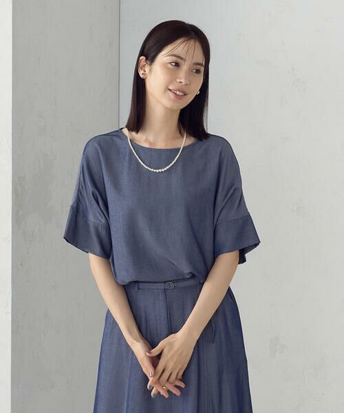 COMME CA ISM / コムサイズム シャツ・ブラウス | 【セットアップ対応】デニムライクシャンブレー Ｔブラウス | 詳細8