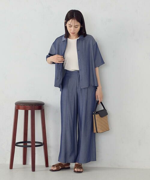 COMME CA ISM / コムサイズム その他パンツ | 【セットアップ対応】デニムライクシャンブレー サイドパネル ワイドパンツ | 詳細2