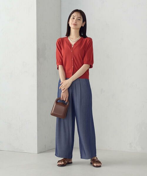 COMME CA ISM / コムサイズム その他パンツ | 【セットアップ対応】デニムライクシャンブレー サイドパネル ワイドパンツ | 詳細3