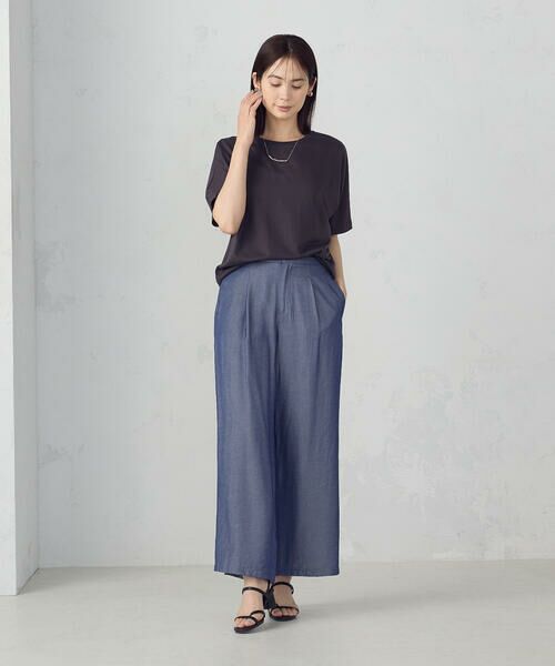 COMME CA ISM / コムサイズム その他パンツ | 【セットアップ対応】デニムライクシャンブレー サイドパネル ワイドパンツ | 詳細4