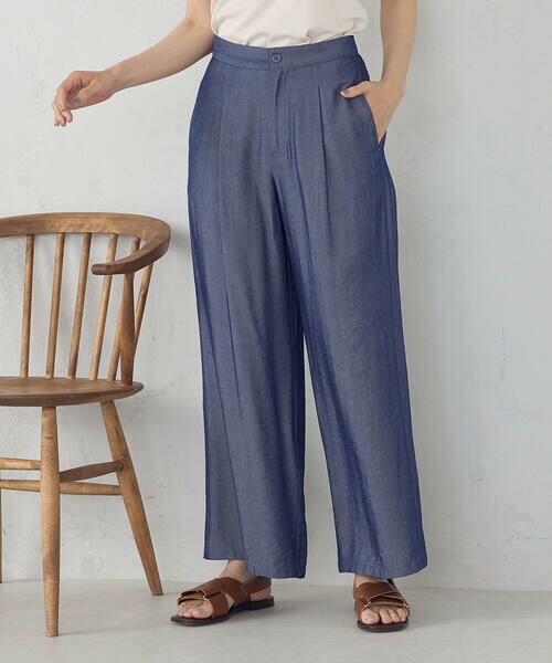 COMME CA ISM / コムサイズム その他パンツ | 【セットアップ対応】デニムライクシャンブレー サイドパネル ワイドパンツ | 詳細5