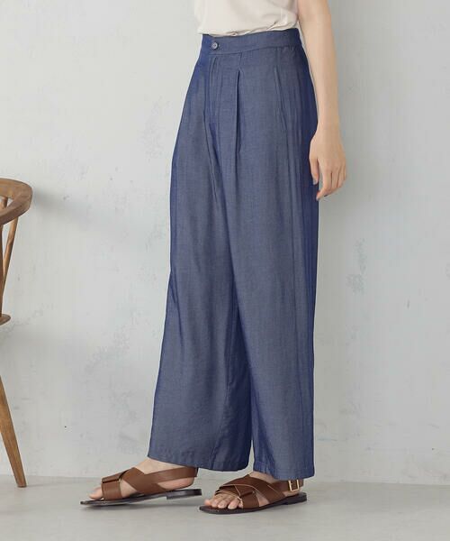 COMME CA ISM / コムサイズム その他パンツ | 【セットアップ対応】デニムライクシャンブレー サイドパネル ワイドパンツ | 詳細6