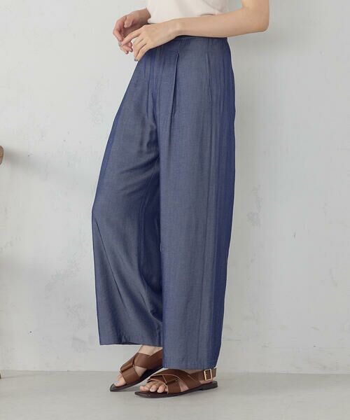 COMME CA ISM / コムサイズム その他パンツ | 【セットアップ対応】デニムライクシャンブレー サイドパネル ワイドパンツ | 詳細7