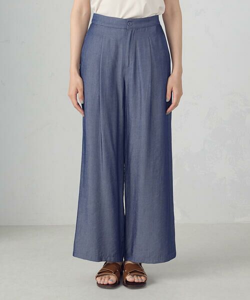 COMME CA ISM / コムサイズム その他パンツ | 【セットアップ対応】デニムライクシャンブレー サイドパネル ワイドパンツ | 詳細8