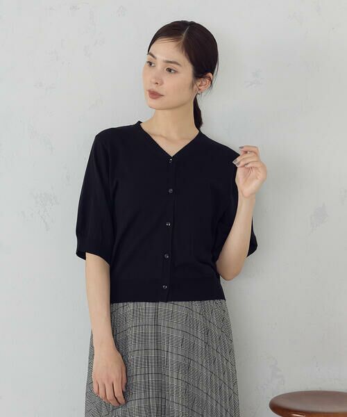 COMME CA ISM/コムサイズム 【接触冷感・ウォッシャブル】2WAY半袖 カーディガン ブラック M COMME CA ISM/コムサイズム 【接触冷感・ウォッシャブル】2WAY半袖 カーディガン ブラック M