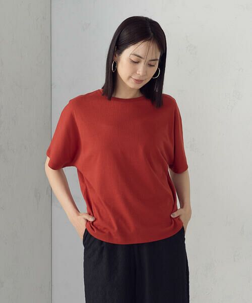COMME CA ISM/コムサイズム 日本の色 カラーTシャツ 朱赤(レッドオレンジ) S COMME CA ISM/コムサイズム 日本の色 カラーTシャツ 朱赤(レッドオレンジ) S