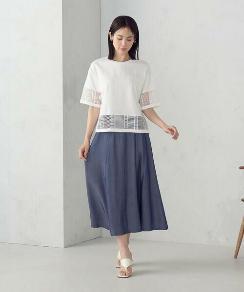 COMME CA ISM / コムサイズム カットソー | レースコンビ Ｔシャツ | 詳細1