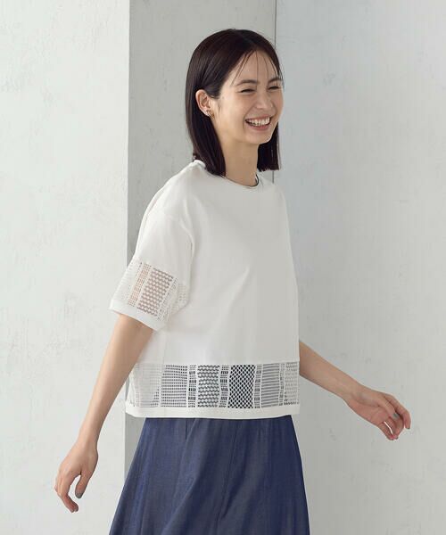 COMME CA ISM / コムサイズム カットソー | レースコンビ Ｔシャツ | 詳細5