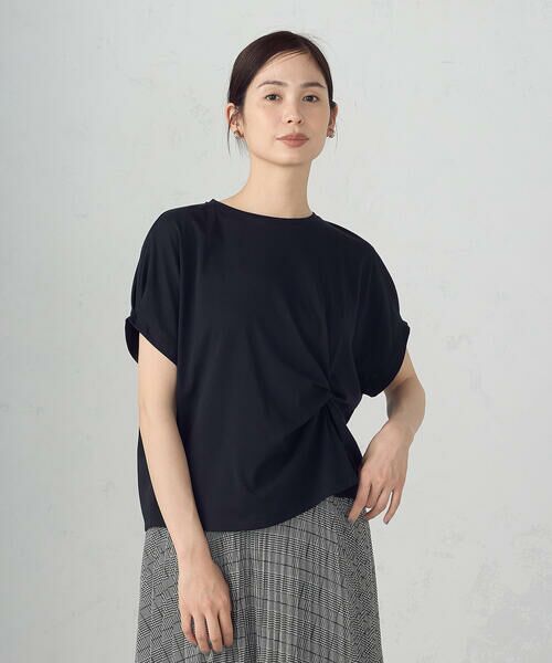 COMME CA ISM/コムサイズム 【接触冷感】ツイストタック Tシャツ ブラック L COMME CA ISM/コムサイズム 【接触冷感】ツイストタック Tシャツ ブラック L