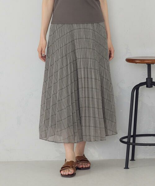 COMME CA ISM/コムサイズム シフォンジョーゼット アシンメトリープリーツ スカート ブラウン系 F COMME CA ISM/コムサイズム シフォンジョーゼット アシンメトリープリーツ スカート ブラウン系 F