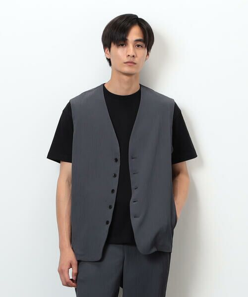 COMME CA ISM/コムサイズム 【セットアップ対応】ポリエステル 楊柳 ジレ チャコール F COMME CA ISM/コムサイズム 【セットアップ対応】ポリエステル 楊柳 ジレ チャコール F