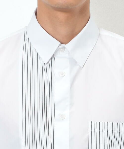 COMME CA ISM / コムサイズム シャツ・ブラウス | タイプライター×ストライプ コンビ半袖シャツ | 詳細8