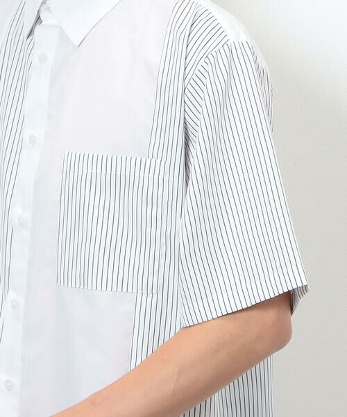 COMME CA ISM / コムサイズム シャツ・ブラウス | タイプライター×ストライプ コンビ半袖シャツ | 詳細9