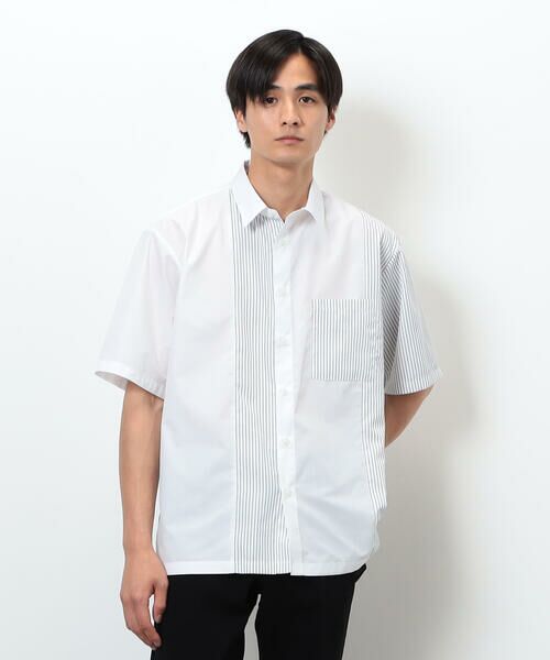 COMME CA ISM / コムサイズム シャツ・ブラウス | タイプライター×ストライプ コンビ半袖シャツ | 詳細2