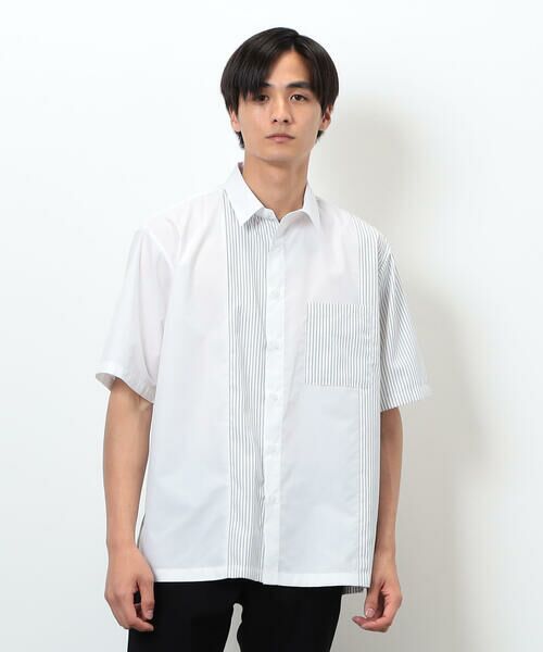 COMME CA ISM / コムサイズム シャツ・ブラウス | タイプライター×ストライプ コンビ半袖シャツ | 詳細3