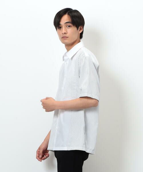 COMME CA ISM / コムサイズム シャツ・ブラウス | タイプライター×ストライプ コンビ半袖シャツ | 詳細4