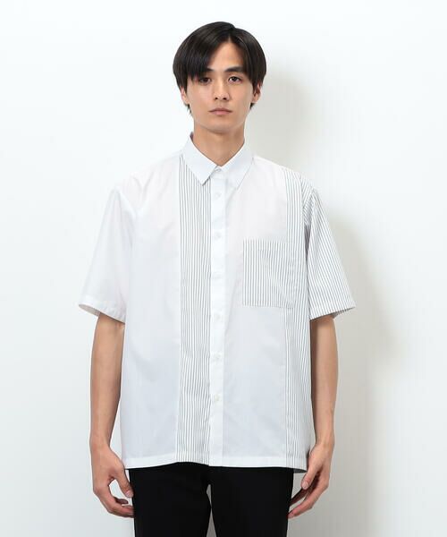 COMME CA ISM / コムサイズム シャツ・ブラウス | タイプライター×ストライプ コンビ半袖シャツ | 詳細5