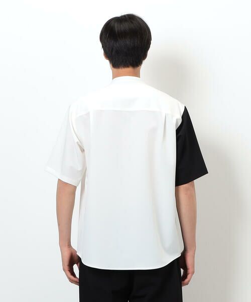 COMME CA ISM / コムサイズム シャツ・ブラウス | ウールライク バンドカラー ブロッキング半袖シャツ | 詳細7