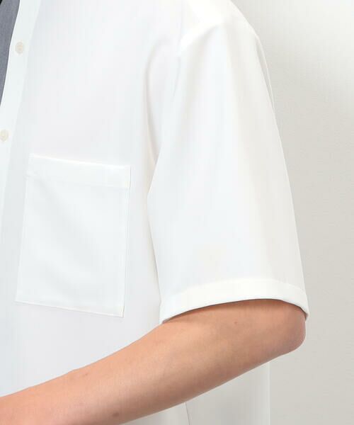 COMME CA ISM / コムサイズム シャツ・ブラウス | ウールライク バンドカラー ブロッキング半袖シャツ | 詳細10