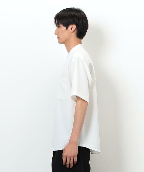 COMME CA ISM / コムサイズム シャツ・ブラウス | ウールライク バンドカラー ブロッキング半袖シャツ | 詳細6